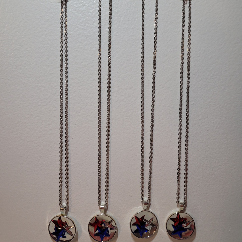 Silver and Red Star Pendant Necklace